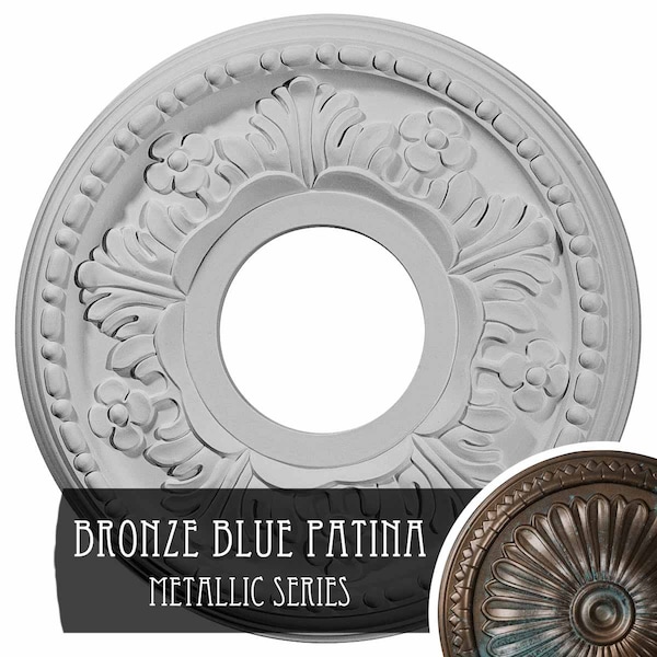 Ekena Millwork Helene Ceiling Medallion (Canopies up to 5 1/4"), 11 7/8"OD x 3 5/8"ID x 7/8"P, Bronze Blue Patina CM11HEBBS - main